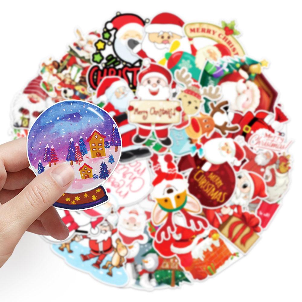 10/30/50pcs Cute Christmas Series Stickers Kawaii Cartoon Santa Claus Sticker Water Bottle Suitcase Phone Graffiti Decals Decor