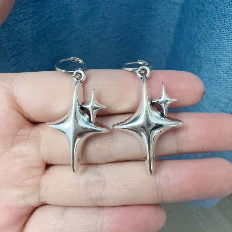 

2025 New Fashion Zinc Alloy Color Star Cross Pendant Earrings for Women Simple White Opal Heart Shaped Earrings Y2K Zircon Gifts