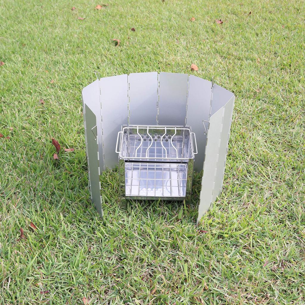 SUNDRY Windscreen L Fixed with 4 Pegs Windproof Windbreak Aluminum Lightweight Foldable 10 Panels