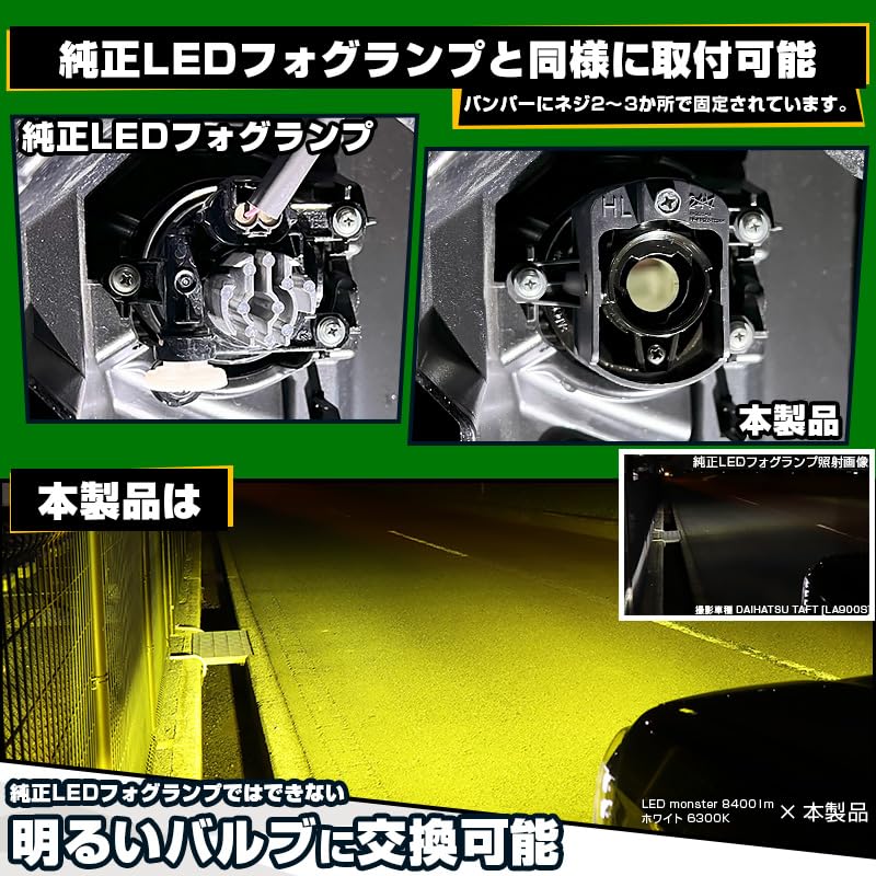 Pikakyu Micro Glass Lens Fog Lamp Unit for Daihatsu Converts To and H16 Replaces OEM LED Fog Compliant Model 66165 Vehicles, H8, H11, Bulbs, Lamps,