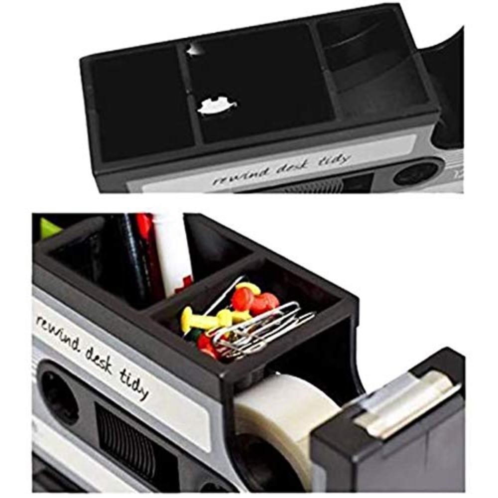 Vintage Cassette Tape Desk Organizer, Retro Style Pen Holder Desktop Storage Box for Office Home Decor