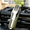 Stainless Steel 7 In 1 Camping Cutlery Set - Foldable Multifunctional Outdoor Tableware With Fork Spoon Knife For Picnic Hiking