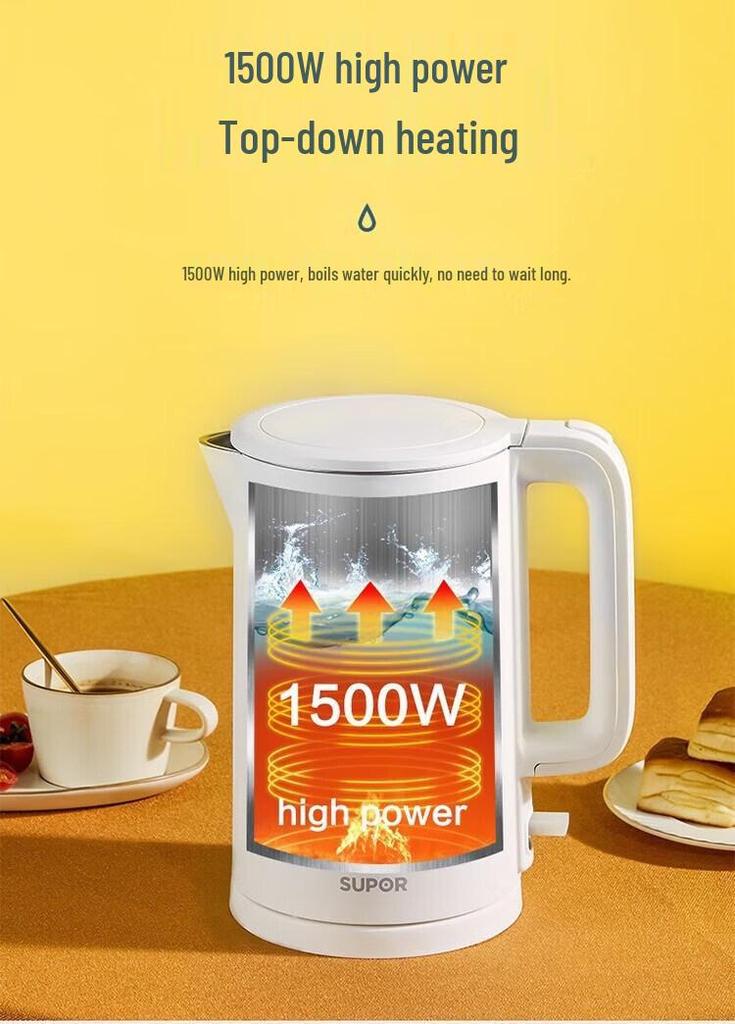 Su Bo'er 1.5L Stainless Steel Electric Kettle with Seamless Inner Liner
