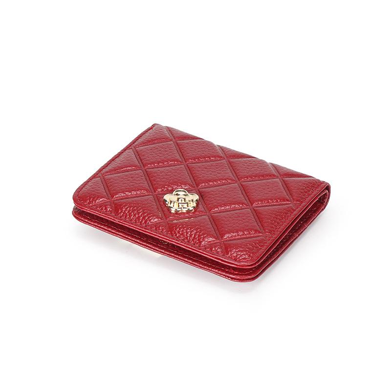 

Женский складной маленький кошелек из натуральной кожи, импортный и отечественный, модная корейская версия, кошелек для мелочи из первого слоя с ко-алмазом бордовый