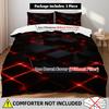 3pcs Red Glowing Geometric Cubes Print Duvet Cover Set – for Kids Gift 100%Polyester, Soft, Breathable for Bedroom Decoration