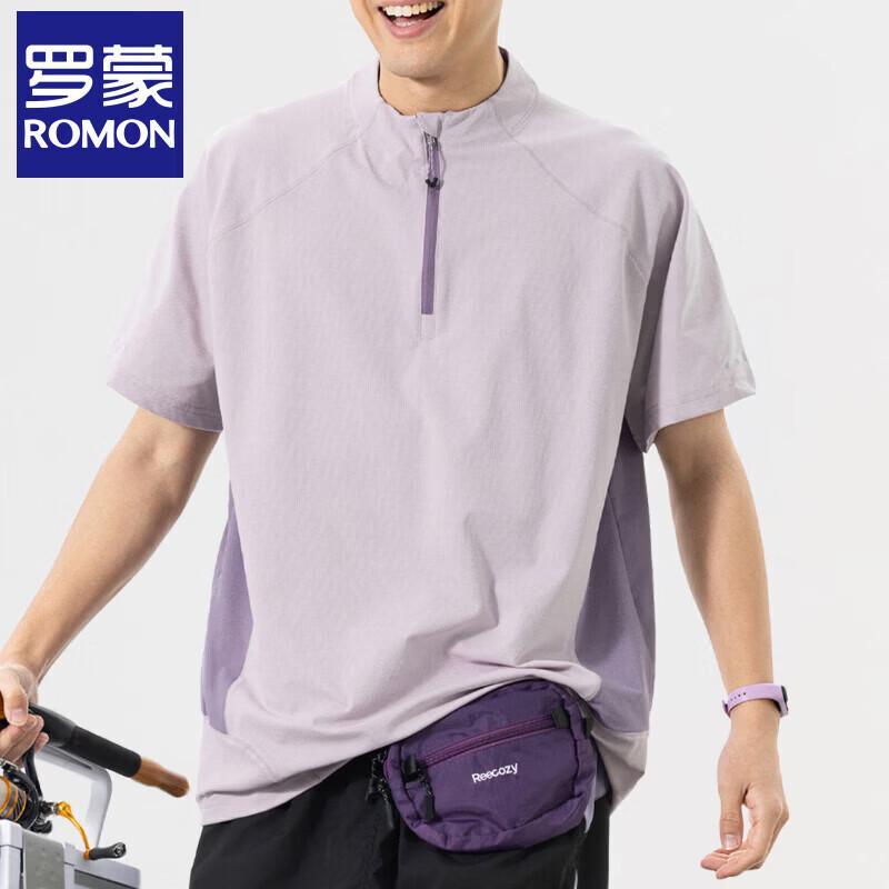ROMON Men s Casual Sporty Half-Zip Quick-Dry T-Shirt M