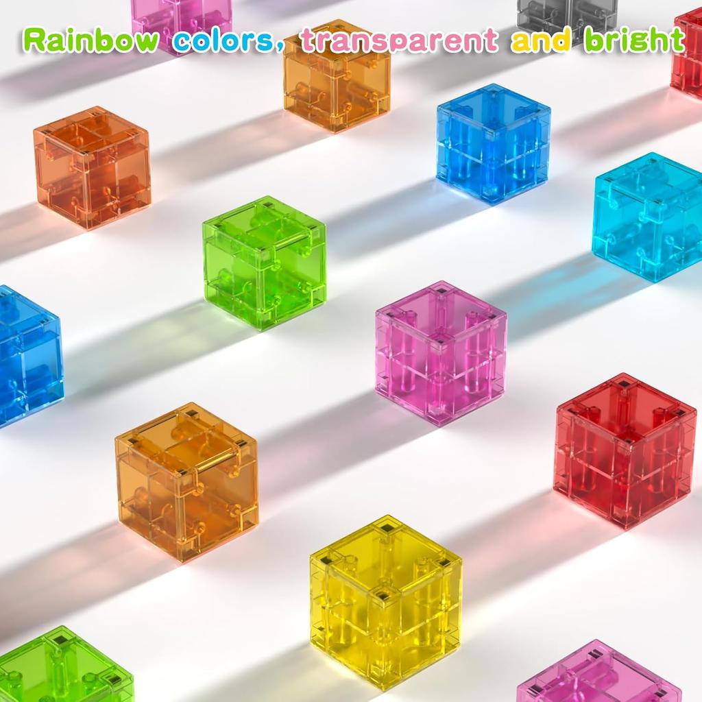 Doloowee 50 PCS Magnetic Blocks, Transparent Magnetic Building Cubes Magnet Blocks for Kids Ages 4-8, STEM Preschool Toys Montessori Sensory Magnet