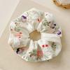 Floral Scrunchies Satin Scrunchies Embroidery Flower Scrunchies Aesthetic Elastic Hair Band No Damage Hair Ties Blossom Ponytail Holders for Women