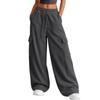 Womens Wide Leg Corduroy Cargo Sweatpants with Pockets