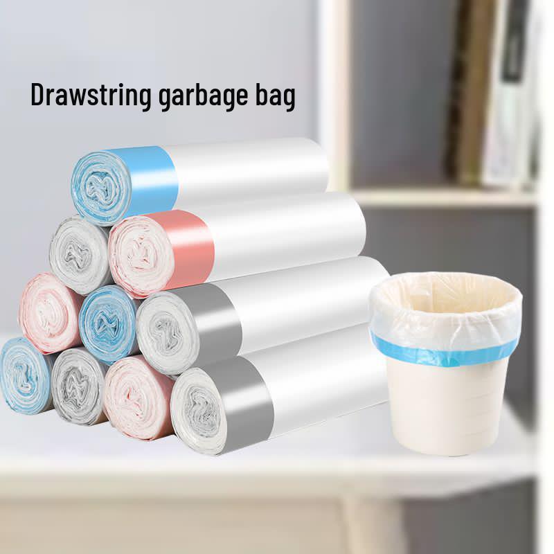 Thick White Drawstring Garbage Bags - Large Roll, Free Shipping