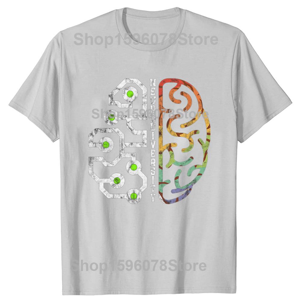 Funny Embrace Neurodiversity Brain For Autism Awareness Graphic Tshirts Men Tshirt 100 Cotton Loose Oversized T Shirt Summer