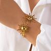 Stainless Steel Exaggerated Sunflower Opening Bracelets For Women Fashion Gold Color Punk Star Moon Cuff Bangles Party Jewelry