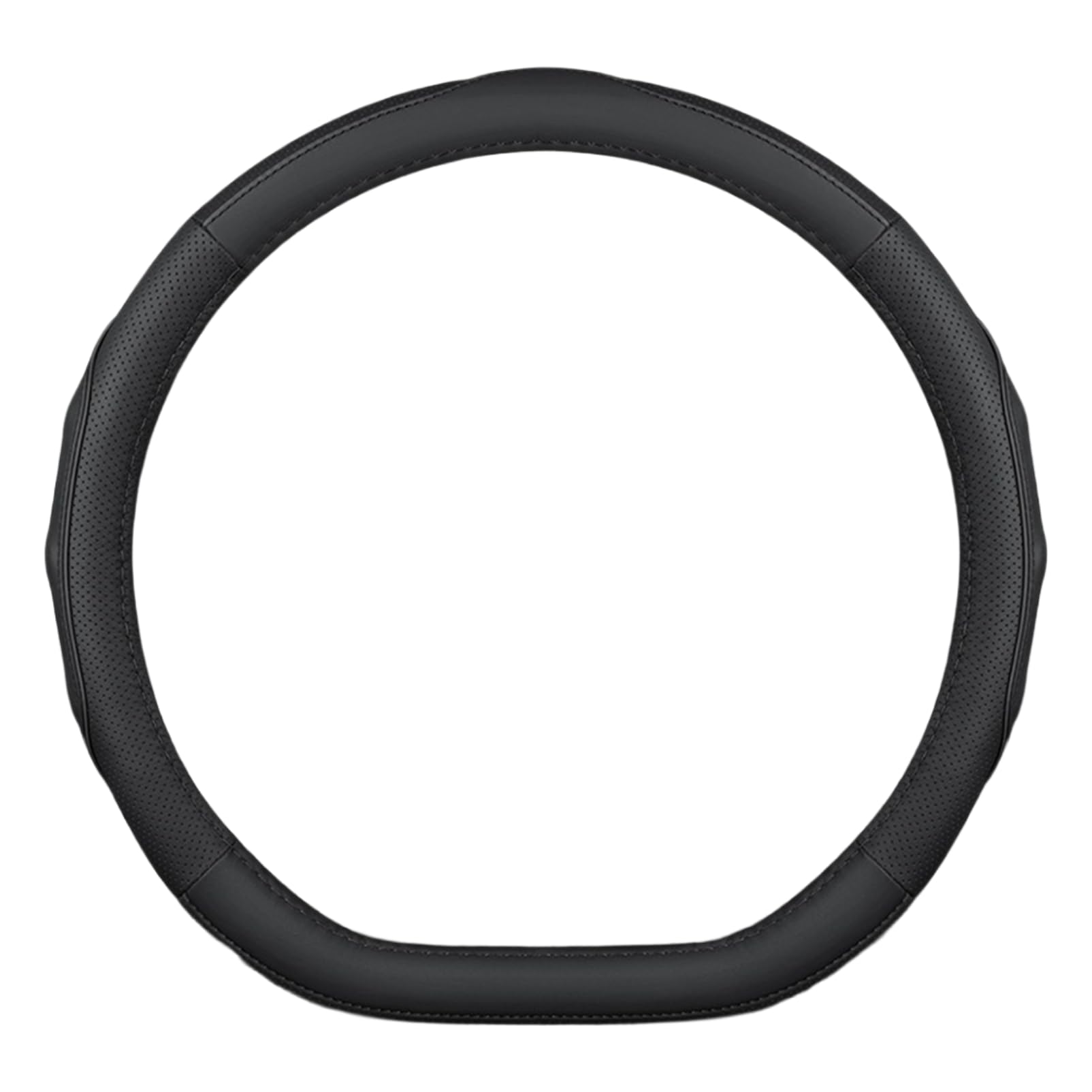 COZENTA Genuine Leather Steering Wheel 38cm Cover, Small, (D-Shaped, Black) чёрный