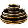 Matte Black Ceramic Dinnerware Set with Gold Trim 1PC Bowls Plates Soup Dishes Ins Style Tableware