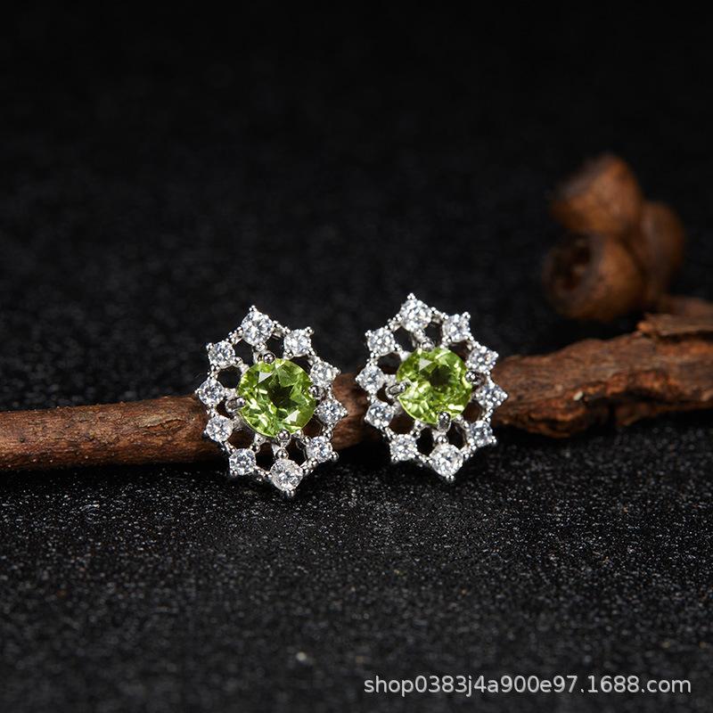 Premium Cooling S925 Sterling Silver Plated 18K Gold Natural Colored Treasure Stud Earrings, Wind Niche Jewelry Does Not Fade