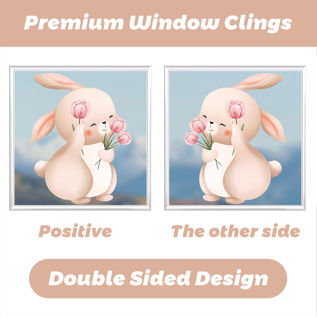 New 2026 Easter Bunny Egg Static Cling Window Stickers Decorative Window Decals for Glass Home Easter Decor Wall Clings Shop Window Glass