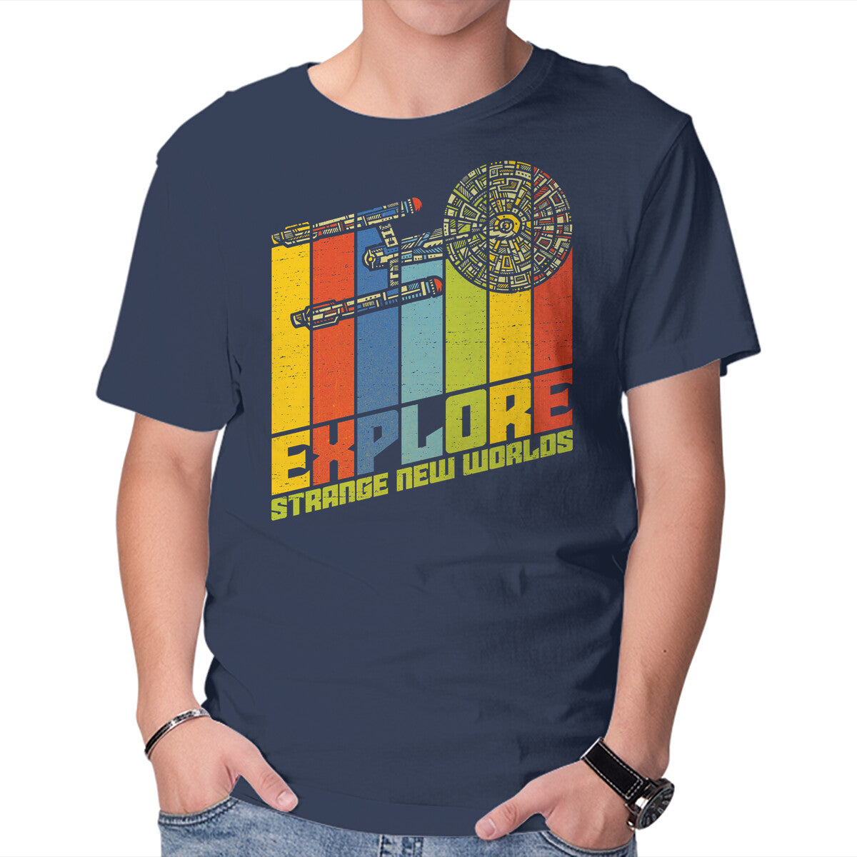 Unisex Crew Neck T-Shirt Strange New Worlds Graphic Short Sleeve Casual Tee M