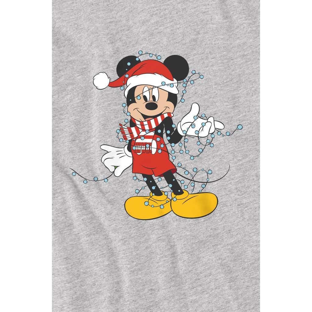 Disney Mens Mickey Mouse Christmas Lights T-Shirt