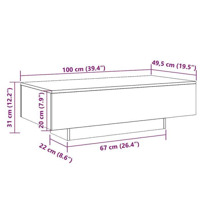VidaXL Table basse noir 100x49,5x31 cm bois d'ingénierie 833890