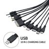 Kabel USB Wielofunkcyjny 10 w 1 Uniwersalny Kabel do Ładowania Telefonu Kabel USB do Wielu Portów Ładowania Przewód Dla Ładowarki Samsung Nokia