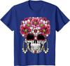 Floral Sugar Skull Day Of The Dead Gift Funny Tee Youth Unisex T-shirt