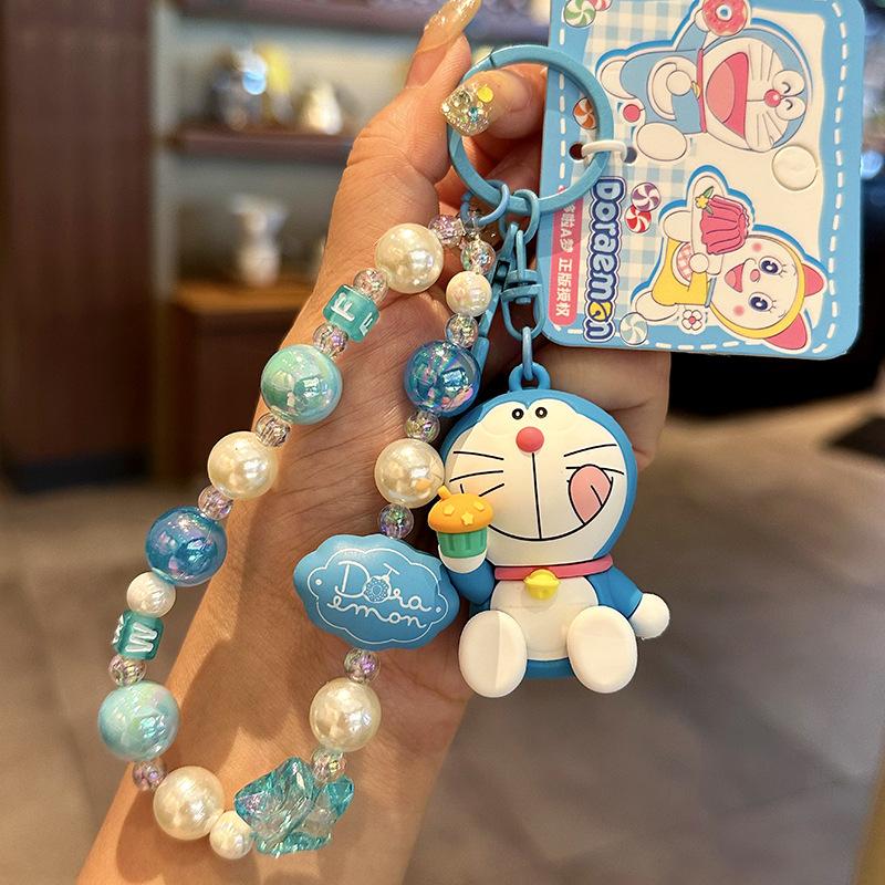 Doraemon Keychain String Beaded Cartoon Girl Exquisite Bag Pendant Cute Trinket
