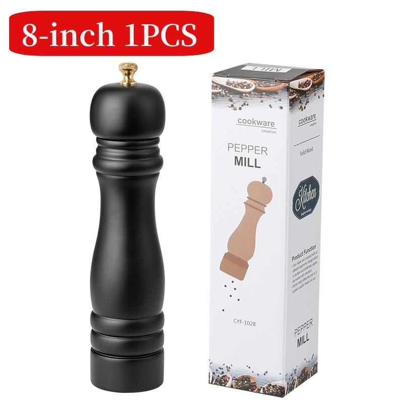 

8-дюймовая ручная деревянная мельница для перца, мельница для соли и перца с керамическими стержнями для помола, регулируемая степень помола для специй и соли