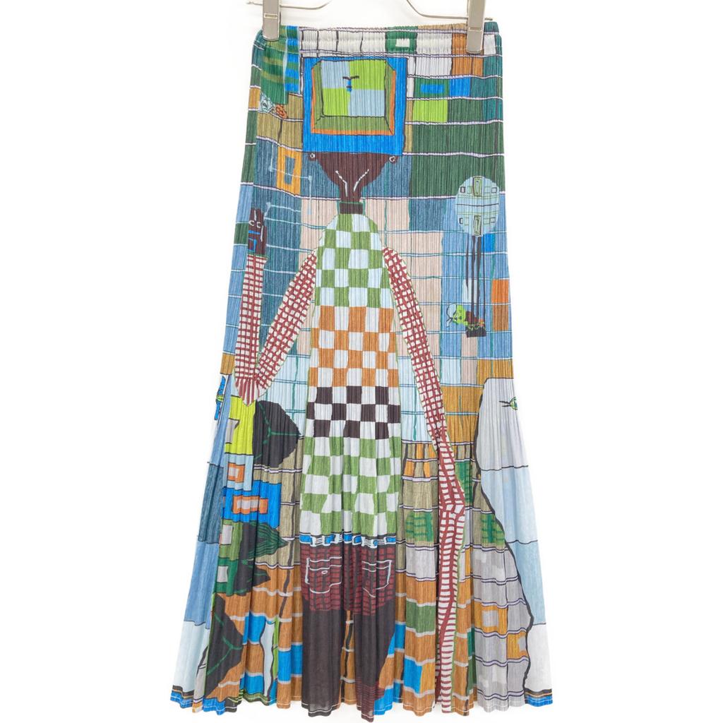 PLEATS PLEASE PP14-JG145 Multicolor Gradient Pleated Long Skirt skirt 2 multicolorUsed