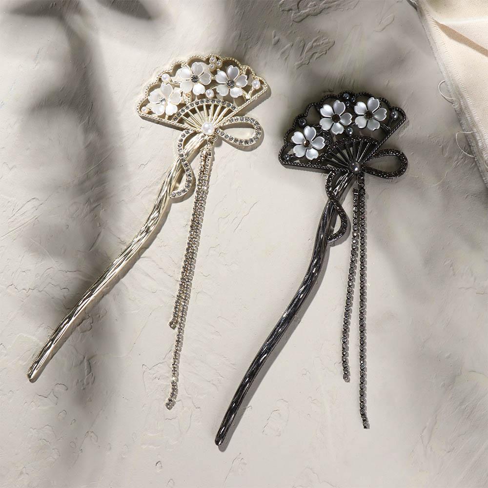 Hanfu Step Shake Antique Style Hair Stick Retro Temperament Hairpin Ancient Fan Fringe Hairpin