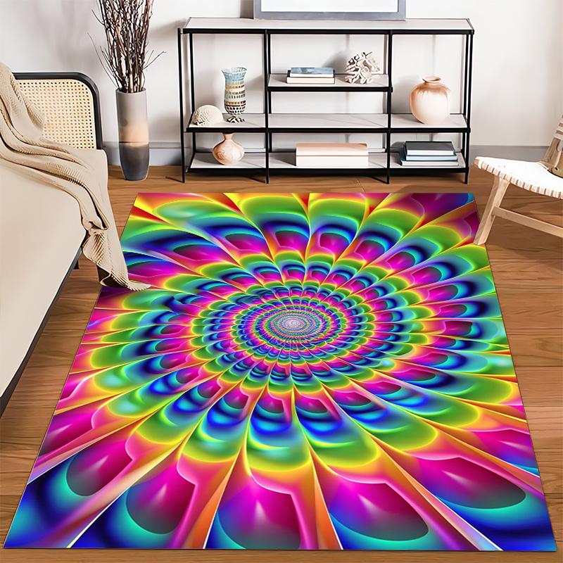 Colorful Rainbow Mandala Design Carpet for Living Room Decor Suitable for use as an anti-slip for living room bedroom sofas