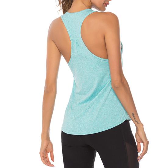 Workout Tank Solid Color Sweat-absorbing Breathable Relaxed-Fit Sleeveless Fitness Polyester Women Athletic Yoga Top Fitness Vest for Girl