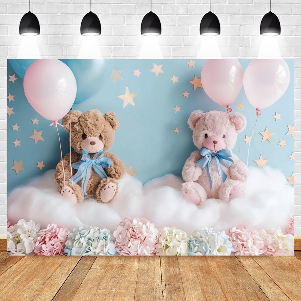 Teddybär Baby Geburtstagsparty Dekoration Fotohintergrund Babyparty Banner Kuchen-Zertrümmerung Foto Hintergrund Studio Requisiten