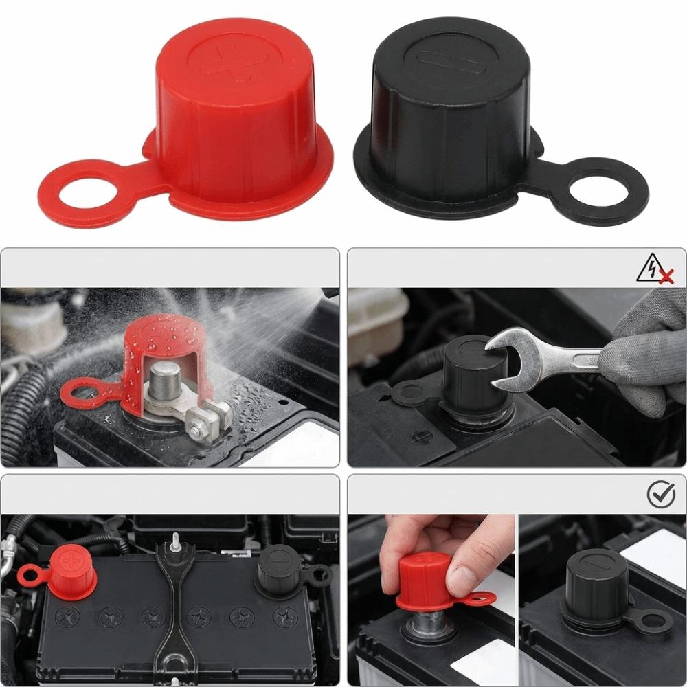 1 Pair Water Proof Battery Terminal Cover Dust Proof Insulated Battery Protector Standard Diameter Positive Negative Heads