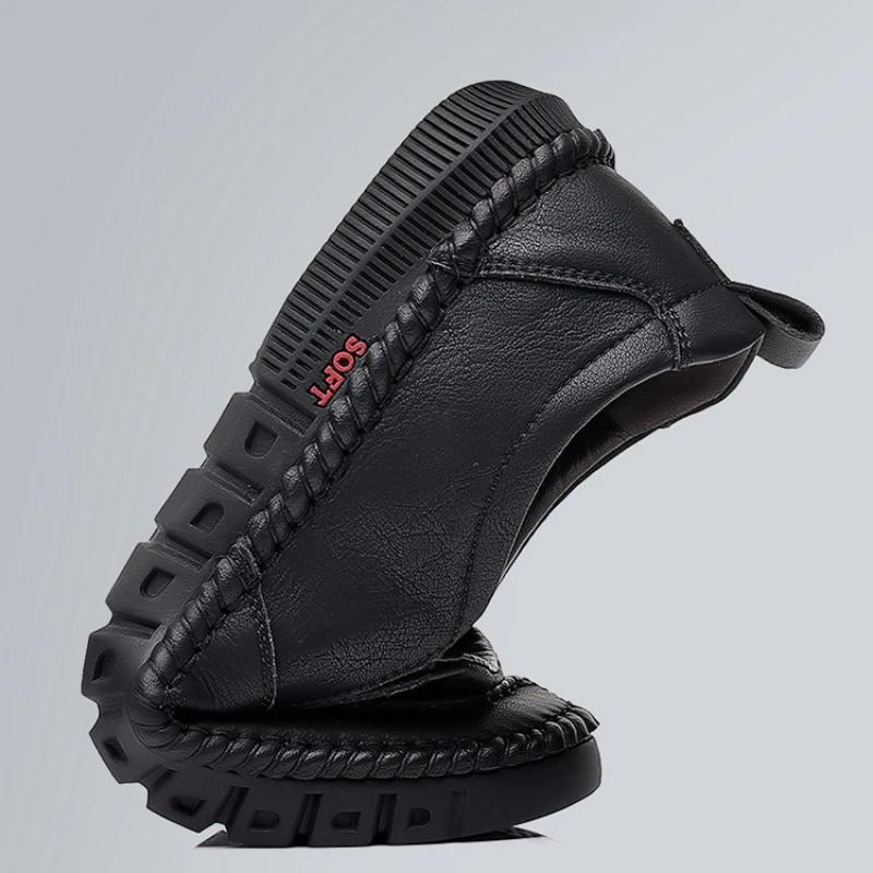 Herren Leder Schuhe Atmungsaktiv Herren Freizeit Slipper Mode Luxus Herren Sneaker Weichbesohlt Slipper Flachschuhe