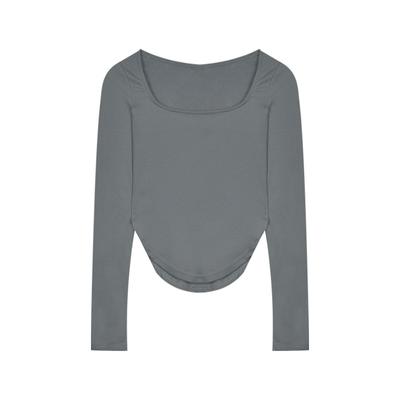 Large U-neck Solid Color Long-sleeved Base Shirt Inside and Outside Casual Top for Women Autumn Thin Women Tops Women Clothing