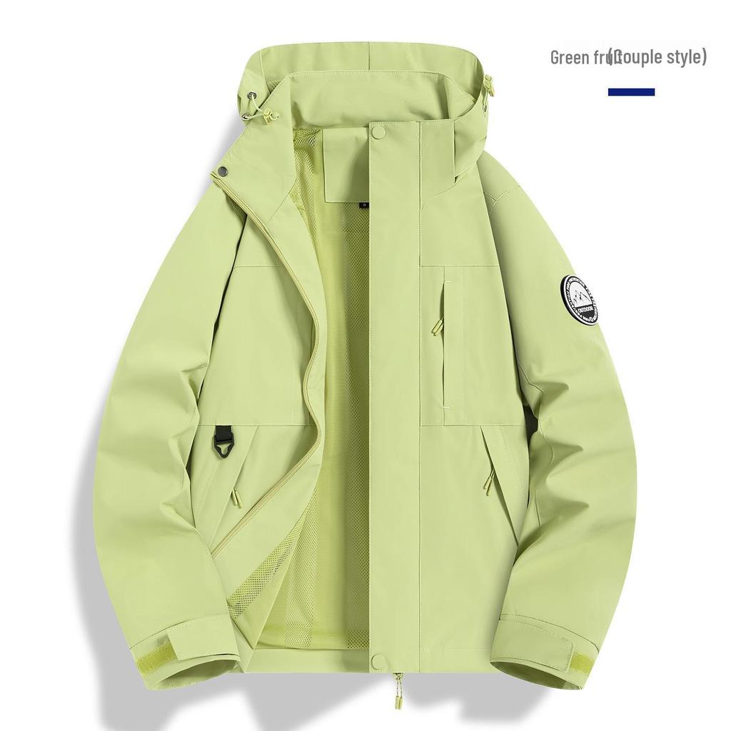Windproof Waterproof Color Block Hooded Sports Jacket for Men - Spring/Autumn