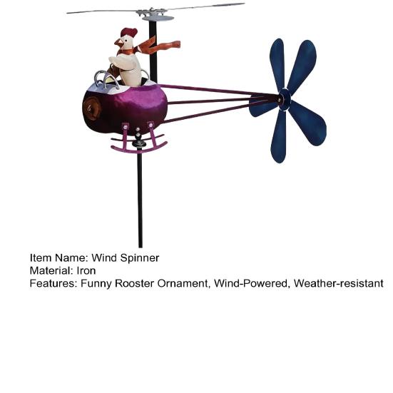 Yousheng Rooster Helicopter Wind Spinner, Outdoor Wind Driven Kinetic Sculpture, Funny Garden Wind Spinner, Chicken Ornament for Lawn Yard