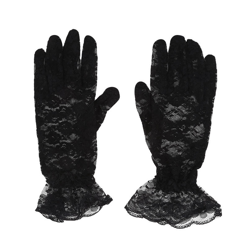 Women's Lace Floral Opera Tea Party Gloves Elegant Wrist Length Bridal Wedding Prom Gloves Costume Accessories