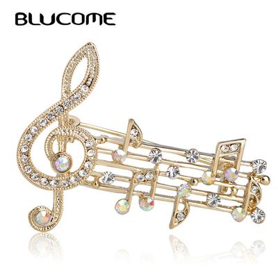 Full Crystal Music Note Μεγάλες καρφίτσες για γυναίκες Μέγεθος:3,6 * 4,7 cm