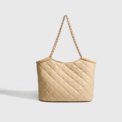 Lazy Diamond Lattice Chain Tote Bag for Women French Autumn/Winter Large Capacity Simple Commuter Shoulder Underarm Bag