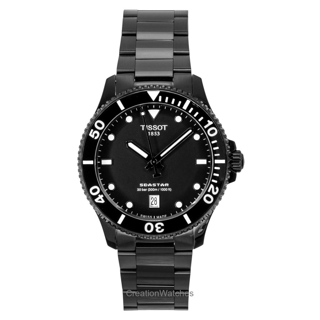 Tissot SeaStar 1000 Нержавеющая сталь Черный циферблат Кварцевые Дайверские T120.410.33.051.00 300M Мужские часы чёрный