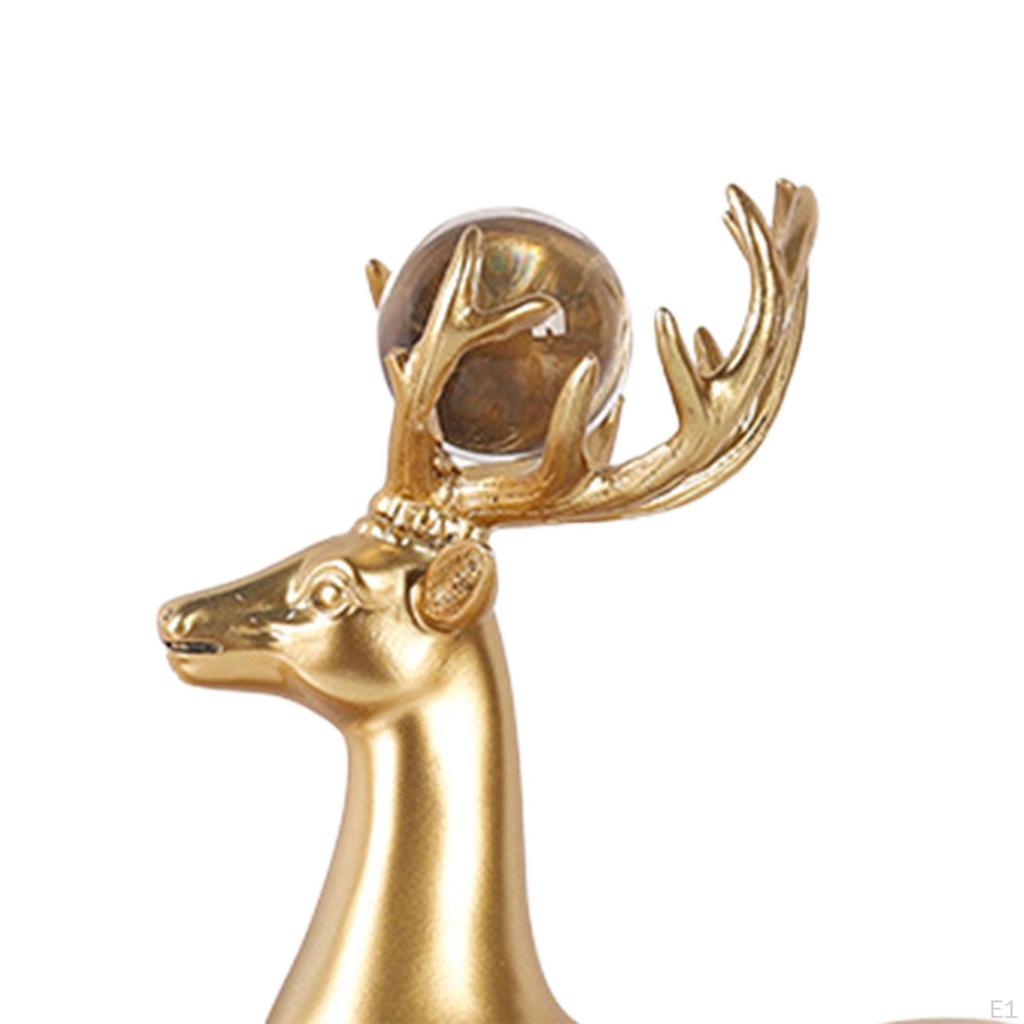 2Pcs Reindeer Figurines Resin Deer Statue Furnishing Creative Sculptures for Home Shelf