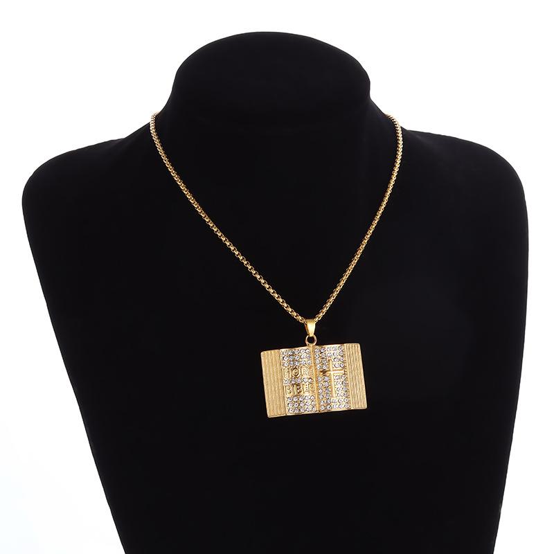 Neck Pendant Strong Price European and American Retro Bible Titanium Steel Pendant Necklace