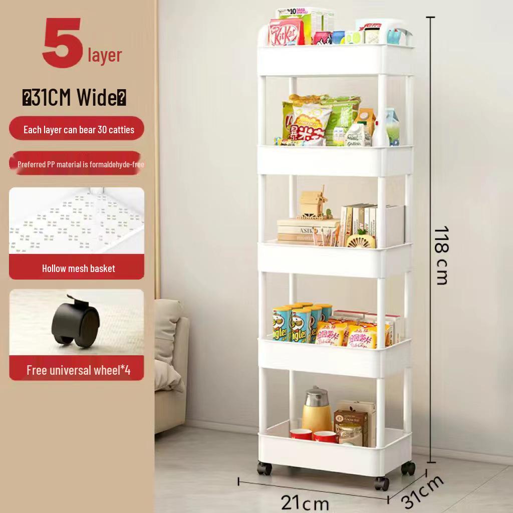 Multifunctional Movable Storage Rack Cart for Kitchen, Bathroom, and Snacks