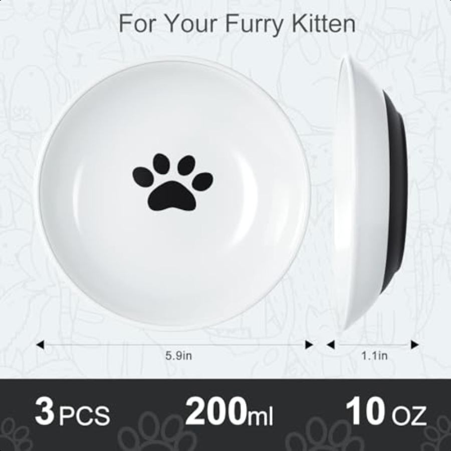 

Миски для кошекКерамические миски для кошачьего корма Усталость усов для домашних кошек Нескользящие мелкие кошачьи миски для еды и воды с силиконовой подставкой United States