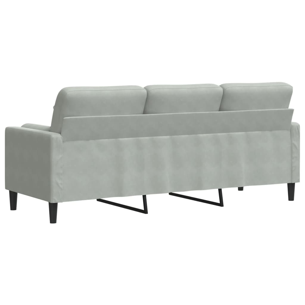 Vidaxl 3-Seater Sofa With Cushions, Light Gray, 180 Cm, Velvet