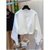Fashionable Solid Color Sweatshirt Women's Short Autumn Thin Top Korean Style Drawstring Round Neck Versatile Casual Pullover