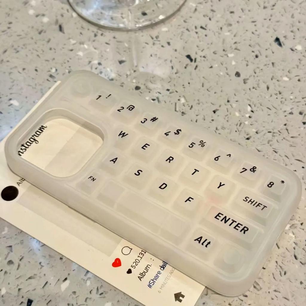 Weißer Hintergrund Buchstaben Release stress Tastatur Handyhülle Für iPhone 16 15 Pro Max 14 11 13 12 XR 8 7 Plus XS MAX Hülle