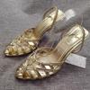 Fashion Sexy Gold Narrow Band High-heel Sandals Women Luxury Rhinestone Decorated Brand Designer Shoes Cozy Elegant Evening Dress Shoes