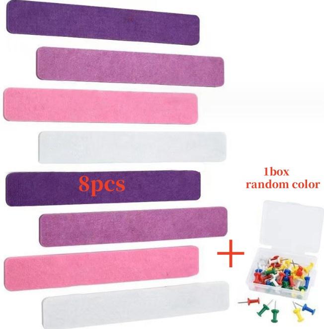 

8 Packs Strips Felt Bulletin Board Bar with Push Pins Self-Adhesive Felt Cork Board Bar Strips for Wall School Office Decor
